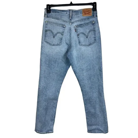 Levi's SZ 30 Wedgie Straight Jeans Hi-Rise Distressed Button-Fly Stretch Pockets - Picture 4 of 13